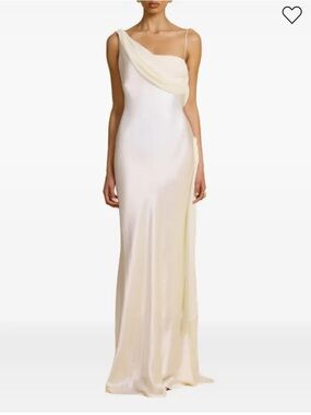 Aricina Ori Helena Dress: Elegant Ivory Satin Maxi Dress with Draped Bow Detail
